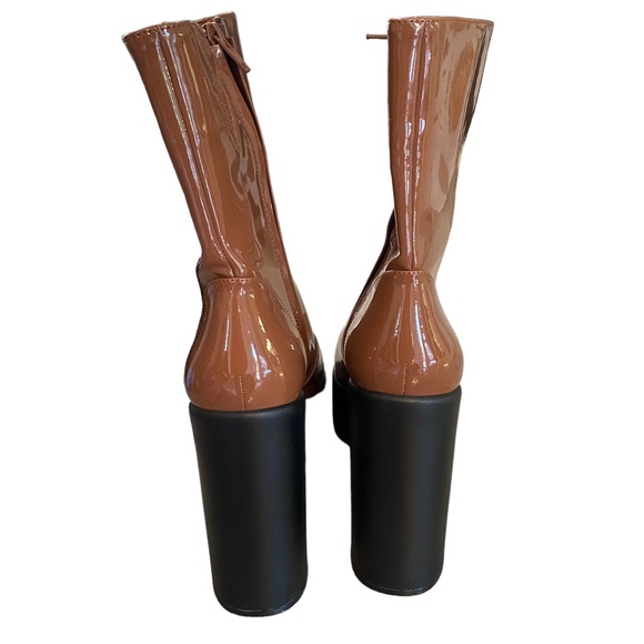 GB Levi Tate Carmel patent Leather platform booties 8.5 - Picture 3 of 10